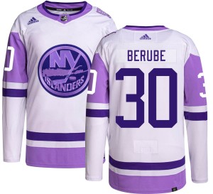 Jean-Francois Berube Men's Adidas New York Islanders Authentic Hockey Fights Cancer Jersey