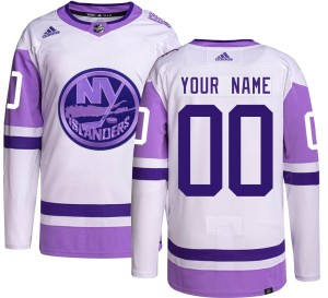 Custom Men's Adidas New York Islanders Authentic Custom Hockey Fights Cancer Jersey
