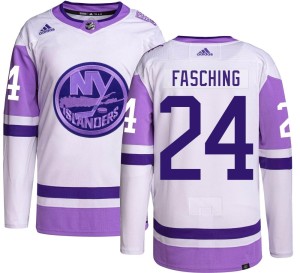 Hudson Fasching Men's Adidas New York Islanders Authentic Hockey Fights Cancer Jersey