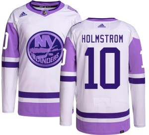 Simon Holmstrom Men's Adidas New York Islanders Authentic Hockey Fights Cancer Jersey