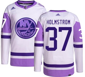 Simon Holmstrom Men's Adidas New York Islanders Authentic Hockey Fights Cancer Jersey