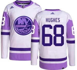 Bobby Hughes Men's Adidas New York Islanders Authentic Hockey Fights Cancer Jersey