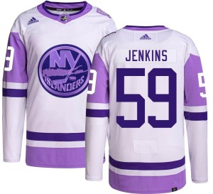Blade Jenkins Men's Adidas New York Islanders Authentic Hockey Fights Cancer Jersey