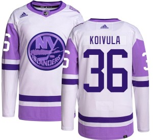 Otto Koivula Men's Adidas New York Islanders Authentic Hockey Fights Cancer Jersey