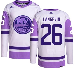 Dave Langevin Men's Adidas New York Islanders Authentic Hockey Fights Cancer Jersey