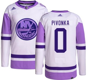 Jacob Pivonka Men's Adidas New York Islanders Authentic Hockey Fights Cancer Jersey