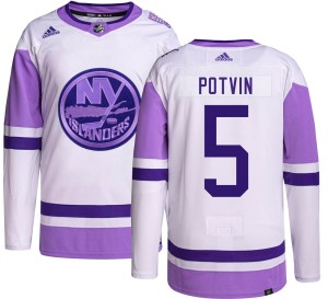 Denis Potvin Men's Adidas New York Islanders Authentic Hockey Fights Cancer Jersey