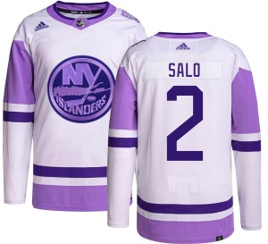 Robin Salo Men's Adidas New York Islanders Authentic Hockey Fights Cancer Jersey