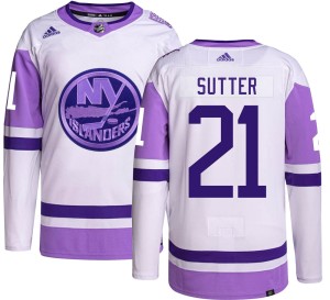 Brent Sutter Men's Adidas New York Islanders Authentic Hockey Fights Cancer Jersey