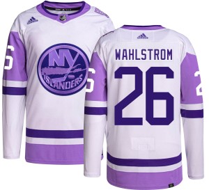 Oliver Wahlstrom Men's Adidas New York Islanders Authentic Olive Hockey Fights Cancer Jersey