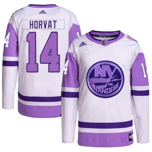 Bo Horvat Men's Adidas New York Islanders Authentic White/Purple Hockey Fights Cancer Primegreen Jersey