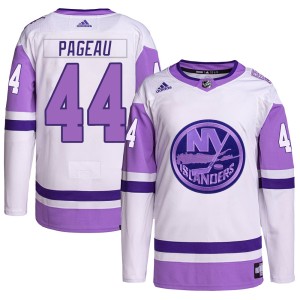 Jean-Gabriel Pageau Men's Adidas New York Islanders Authentic White/Purple Hockey Fights Cancer Primegreen Jersey