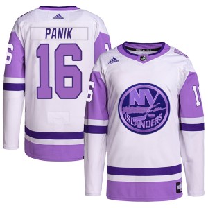 Richard Panik Men's Adidas New York Islanders Authentic White/Purple Hockey Fights Cancer Primegreen Jersey