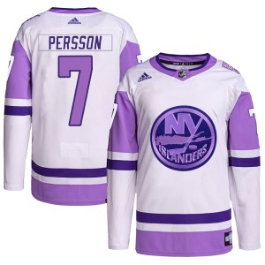 Stefan Persson Men's Adidas New York Islanders Authentic White/Purple Hockey Fights Cancer Primegreen Jersey