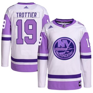 Bryan Trottier Men's Adidas New York Islanders Authentic White/Purple Hockey Fights Cancer Primegreen Jersey
