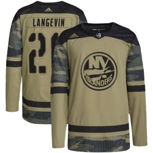 Dave Langevin Youth Adidas New York Islanders Authentic Camo Military Appreciation Practice Jersey