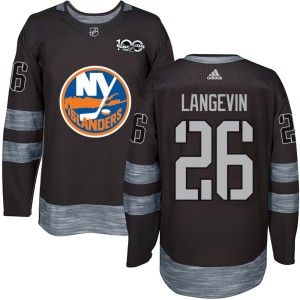 Dave Langevin Men's New York Islanders Authentic Black 1917-2017 100th Anniversary Jersey