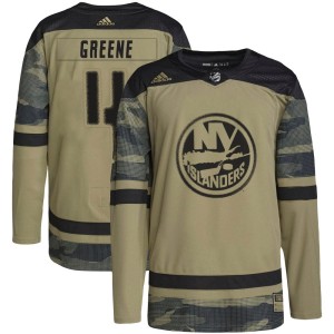 Andy Greene Men's Adidas New York Islanders Authentic Green Camo Military Appreciation Practice Jersey