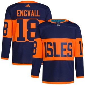 Pierre Engvall Men's Adidas New York Islanders Authentic Navy 2024 Stadium Series Primegreen Jersey