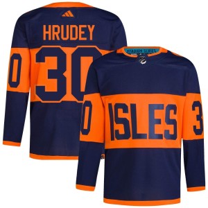Kelly Hrudey Men's Adidas New York Islanders Authentic Navy 2024 Stadium Series Primegreen Jersey