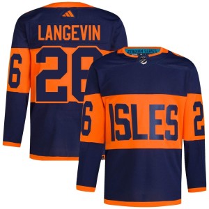 Dave Langevin Men's Adidas New York Islanders Authentic Navy 2024 Stadium Series Primegreen Jersey