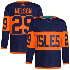 Brock Nelson Men's Adidas New York Islanders Authentic Navy 2024 Stadium Series Primegreen Jersey
