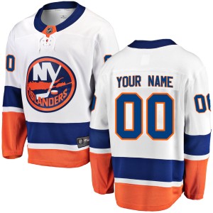 Custom Men's Fanatics Branded New York Islanders Breakaway White Custom Away Jersey