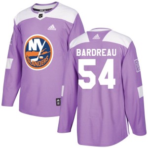 Cole Bardreau Youth Adidas New York Islanders Authentic Purple Fights Cancer Practice Jersey