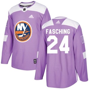 Hudson Fasching Youth Adidas New York Islanders Authentic Purple Fights Cancer Practice Jersey
