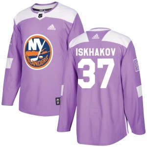 Ruslan Iskhakov Youth Adidas New York Islanders Authentic Purple Fights Cancer Practice Jersey