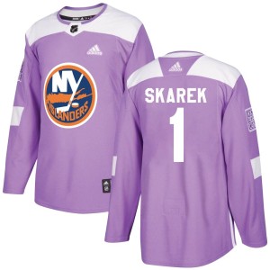 Jakub Skarek Youth Adidas New York Islanders Authentic Purple Fights Cancer Practice Jersey