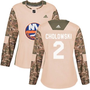 Dennis Cholowski Women's Adidas New York Islanders Authentic Camo Veterans Day Practice Jersey
