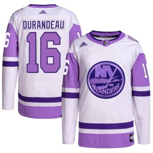 Arnaud Durandeau Youth Adidas New York Islanders Authentic White/Purple Hockey Fights Cancer Primegreen Jersey