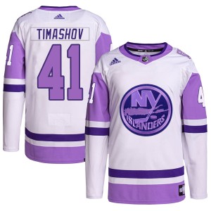 Dmytro Timashov Youth Adidas New York Islanders Authentic White/Purple Hockey Fights Cancer Primegreen Jersey