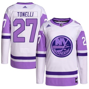 John Tonelli Youth Adidas New York Islanders Authentic White/Purple Hockey Fights Cancer Primegreen Jersey