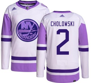 Dennis Cholowski Youth Adidas New York Islanders Authentic Hockey Fights Cancer Jersey