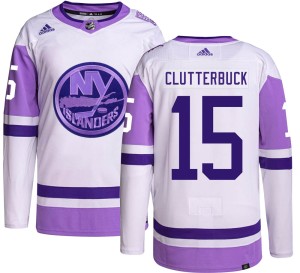 Cal Clutterbuck Youth Adidas New York Islanders Authentic Hockey Fights Cancer Jersey