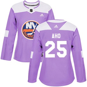 Sebastian Aho Women's Adidas New York Islanders Authentic Purple Fights Cancer Practice Jersey