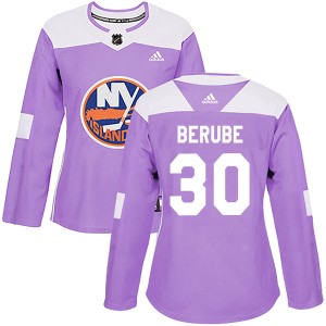 Jean-Francois Berube Women's Adidas New York Islanders Authentic Purple Fights Cancer Practice Jersey