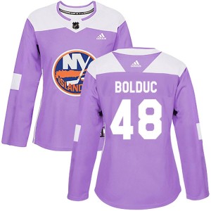 Samuel Bolduc Women's Adidas New York Islanders Authentic Purple Fights Cancer Practice Jersey