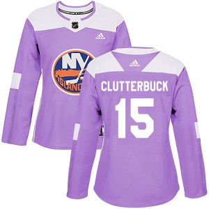 Cal Clutterbuck Women's Adidas New York Islanders Authentic Purple Fights Cancer Practice Jersey