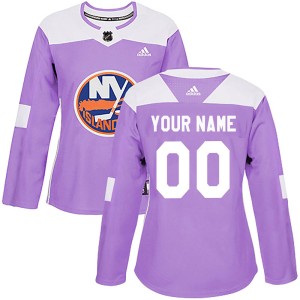 Custom Women's Adidas New York Islanders Authentic Purple Custom Fights Cancer Practice Jersey