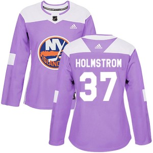 Simon Holmstrom Women's Adidas New York Islanders Authentic Purple Fights Cancer Practice Jersey