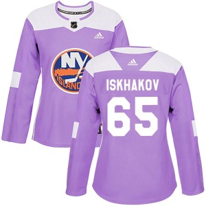 Ruslan Iskhakov Women's Adidas New York Islanders Authentic Purple Fights Cancer Practice Jersey