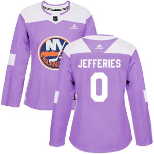 Alex Jefferies Women's Adidas New York Islanders Authentic Purple Fights Cancer Practice Jersey