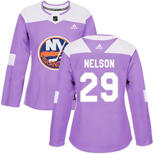 Brock Nelson Women's Adidas New York Islanders Authentic Purple Fights Cancer Practice Jersey