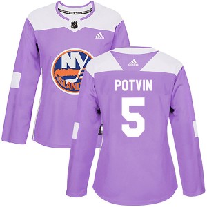 Denis Potvin Women's Adidas New York Islanders Authentic Purple Fights Cancer Practice Jersey