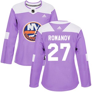 Alexander Romanov Women's Adidas New York Islanders Authentic Purple Fights Cancer Practice Jersey