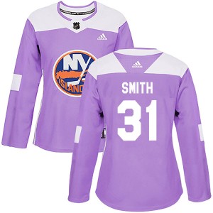 Billy Smith Women's Adidas New York Islanders Authentic Purple Fights Cancer Practice Jersey