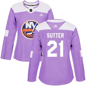 Brent Sutter Women's Adidas New York Islanders Authentic Purple Fights Cancer Practice Jersey
